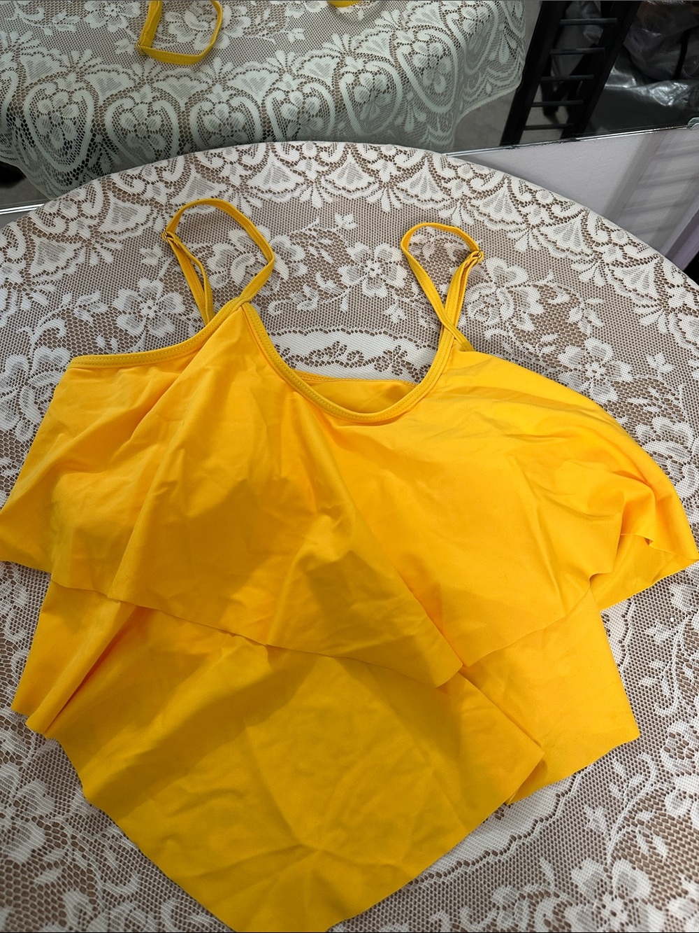 Women's Yellow Ruffle Spaghetti Strap Camisole